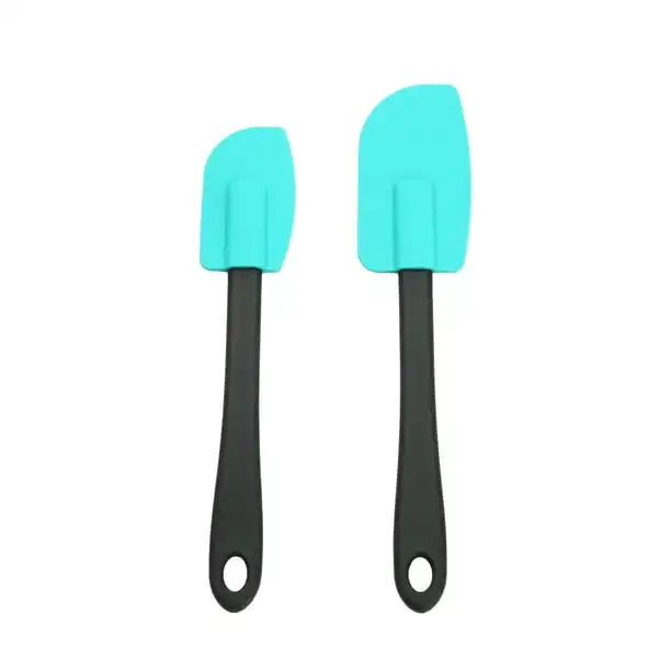 Mainstays 2-Piece Silicone Spatula Set with Plastic Handles, Teal and Black